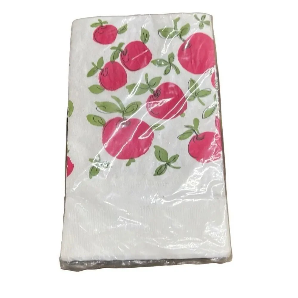 Contempo White Cherry Print Kitchen Paper Table Cover 54” x 104”